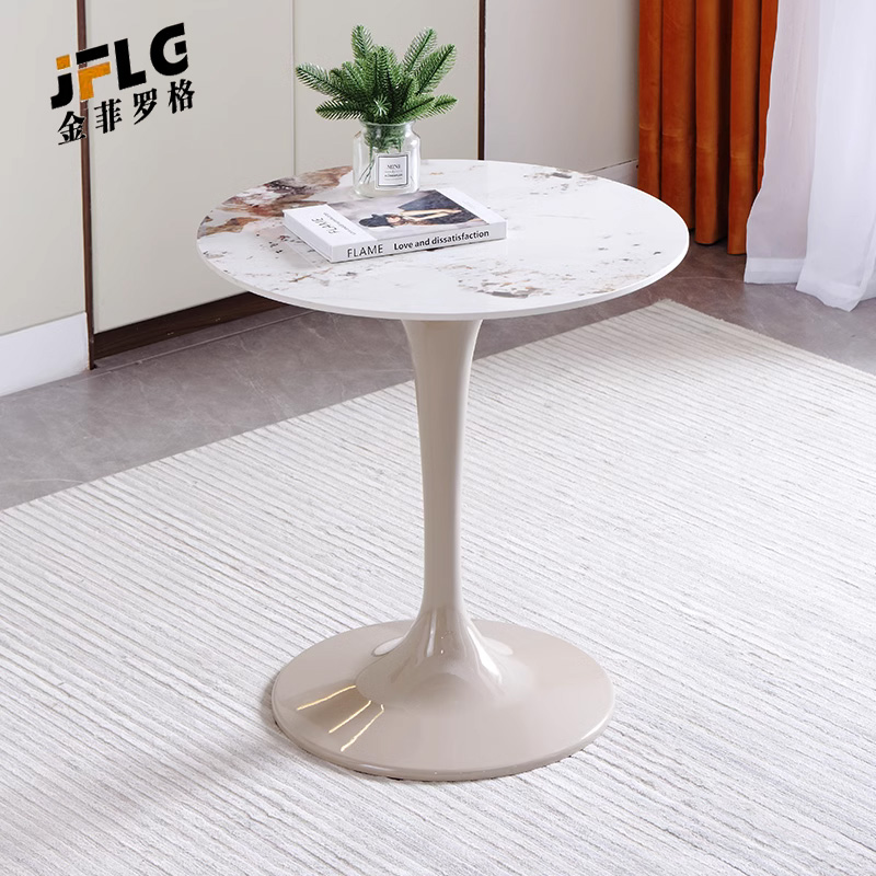 金菲罗格岩板洽谈桌椅组合轻奢大理石圆桌接待桌椅 80CM单桌