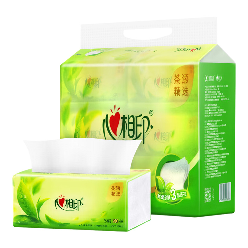 心相印面巾纸90抽*36包三层茶语系列DT8090包-36