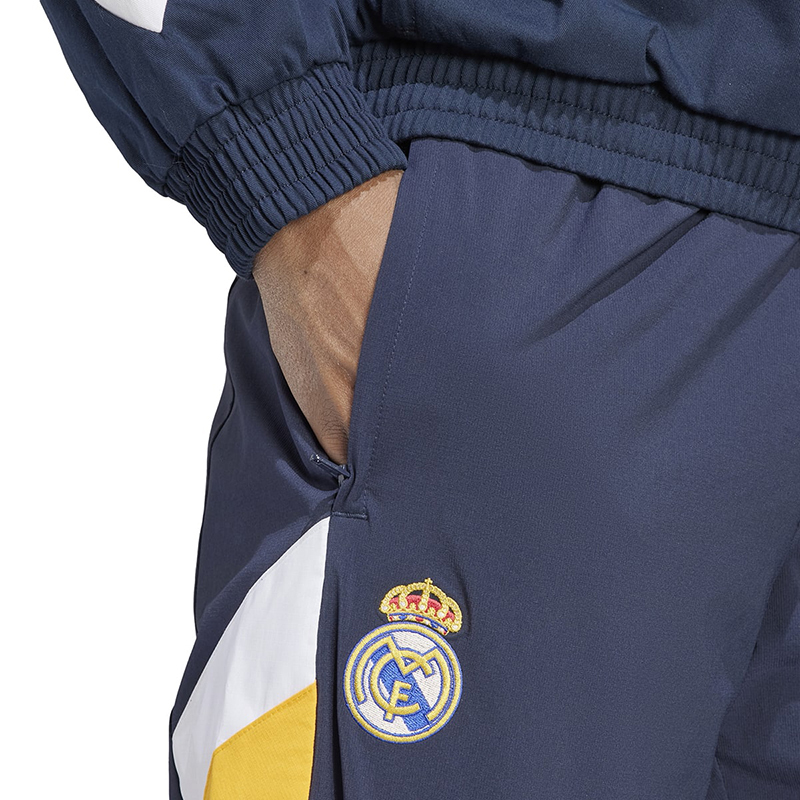 adidas 复古系列 皇马足球Logo印花运动裤 男款 深藏青蓝 HT6451