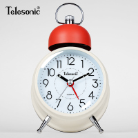天王星(Telesonic)金属打铃闹钟创意儿童卧室床头钟小学生夜光时钟时尚台钟个性懒人钟
