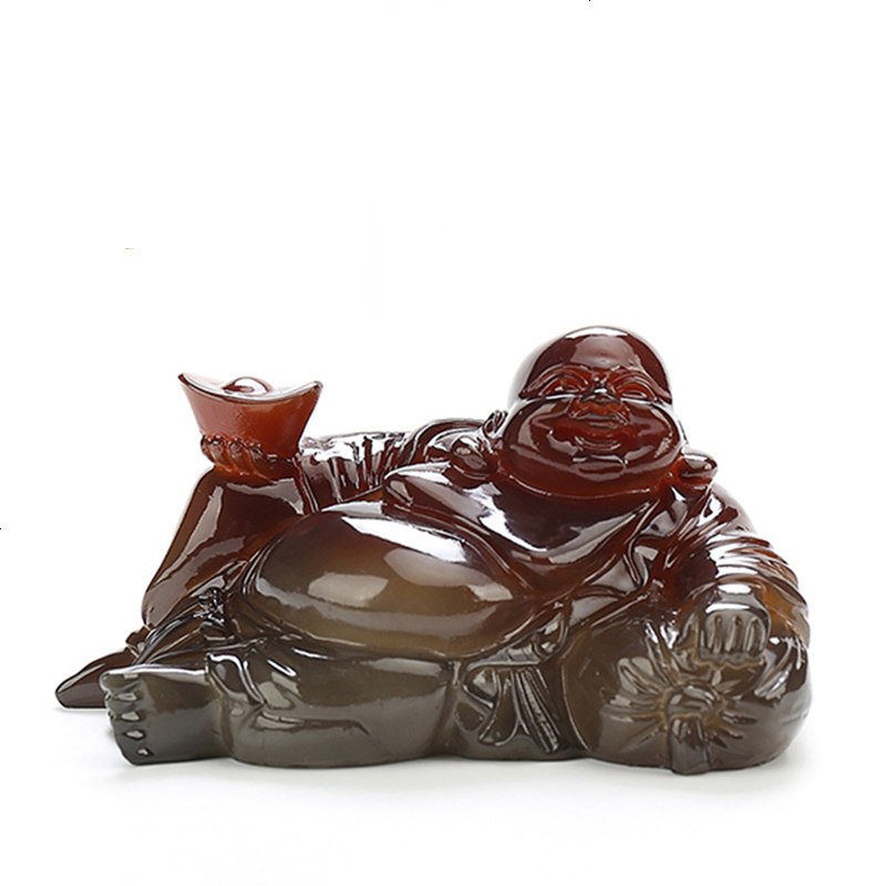 变色茶宠精品摆件大号黄玉招财佛弥勒佛功夫茶具卧佛摆件