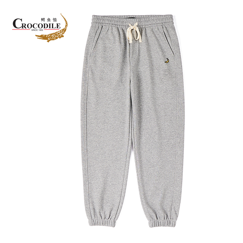 鳄鱼恤CROCODILE 春夏季新品男士纯色时尚简约休闲卫裤长裤男 顺丰发货 BQ-53415 XXXL 048中灰色