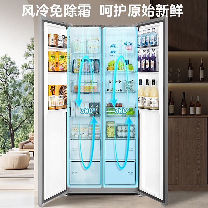 美的(Midea)601升双开门超大容量家用冰箱风冷无霜一级能效双变频节能大冷冻室双PT净味BCD-601WKPM(E)高清大图