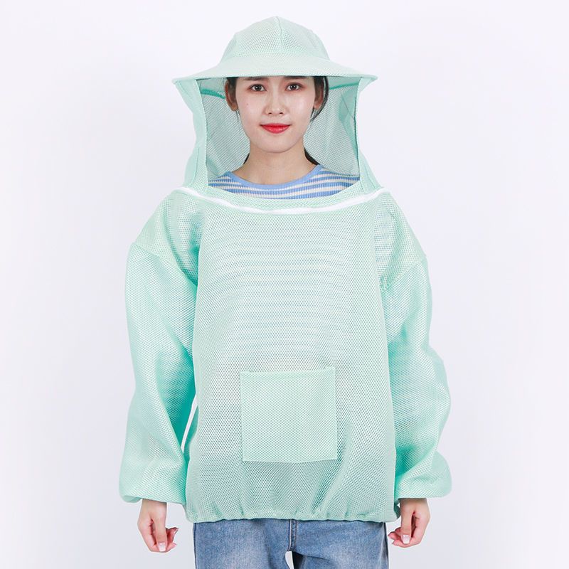 防蜂服养蜂衣服蜂具3d透气散热半身全套防蜂衣服保护面部水蓝色