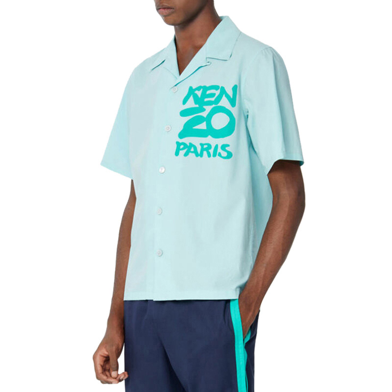 [直营]Kenzo 高田贤三 男士水绿色字母logo图案T恤 FA55CH5291NC-60