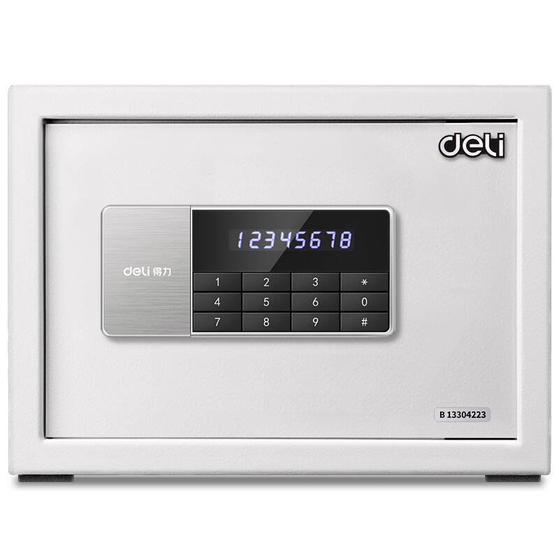 得力(deli)92619电子保管箱(白色) 高25cm办公家用防盗小型隐形保管柜 入墙床头柜保险及保管箱柜