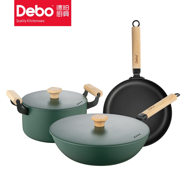 Debo 德铂威廉空间锅具汤锅炒锅煎锅3件套DEP-788