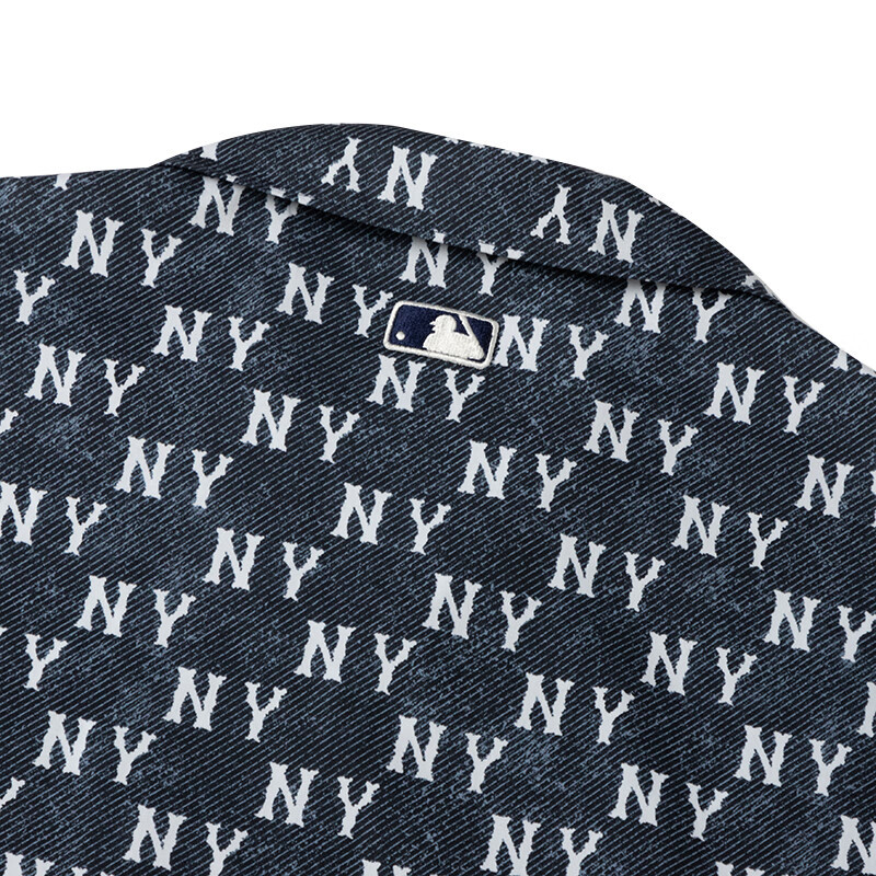 MLB 男女情侣T恤 满印老花衬衫时尚运动休闲短袖 3AWSM0243-50NYS