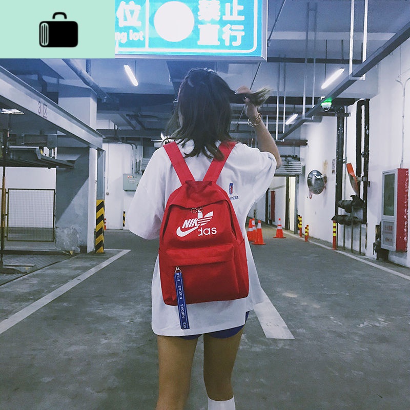 韩版原宿双肩包男女新款学院风时尚百搭大容量背包书包初中生背包NEWLAKE 红色