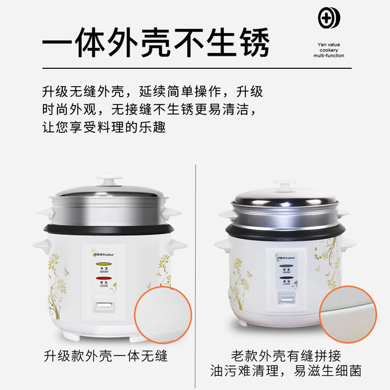 荣事达Royalstar电饭煲家用普通老式电饭锅2-4-6-7-8-10人大容量带蒸笼 升级4L(2-6人用)