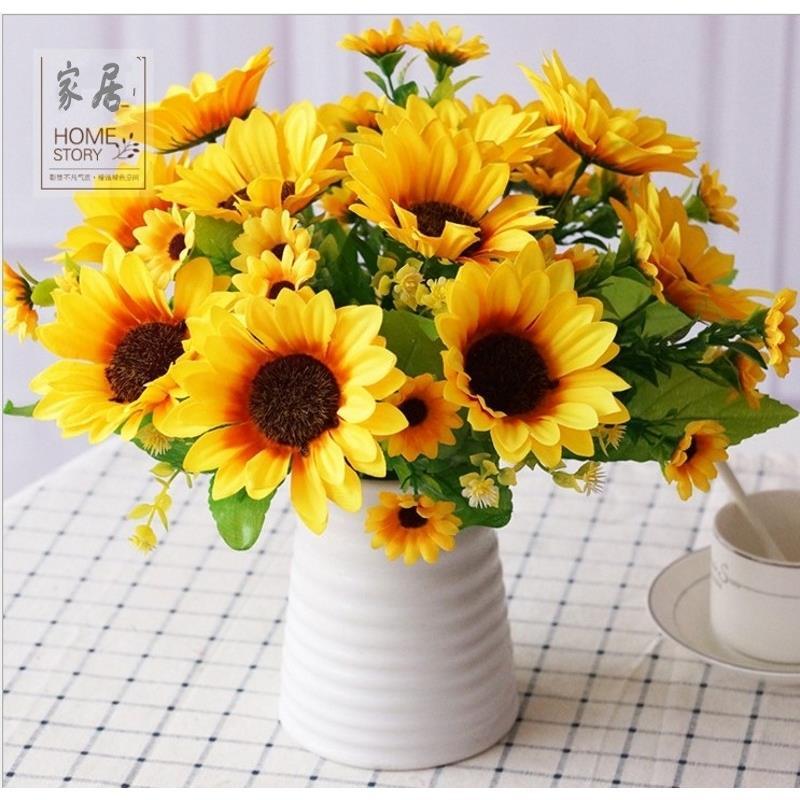 仿真花向日葵花束假花绢花塑料花单支太阳花装饰花客厅仿真小摆件 向日葵 1束