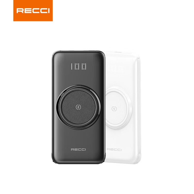锐思RECCI[3C认证]自带四根线无线充电大容量移动电源可上飞机便携苹果安卓通用 RPB-N28黑色 10000mAh高清大图