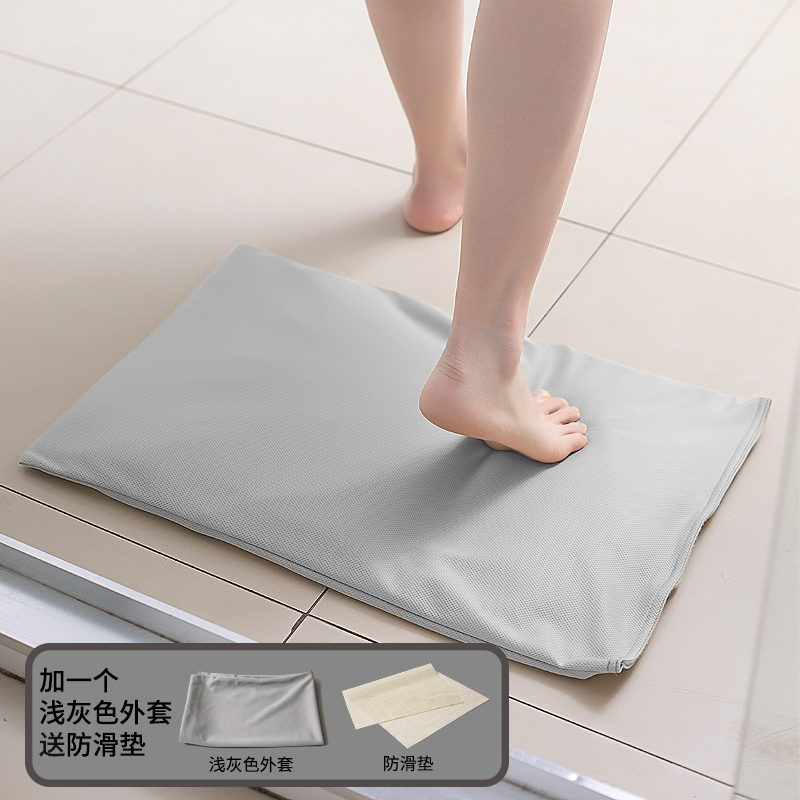 硅藻泥土浴室吸水脚垫卫生间卫浴防滑软速干地毯厕所口卧室地垫 三维工匠防滑垫高清大图