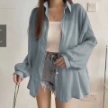 时尚简约防晒衬衫夏季新款女装宽松慵懒风百搭休闲小众防晒衣上衣 均码(适穿80-140斤) 绿色