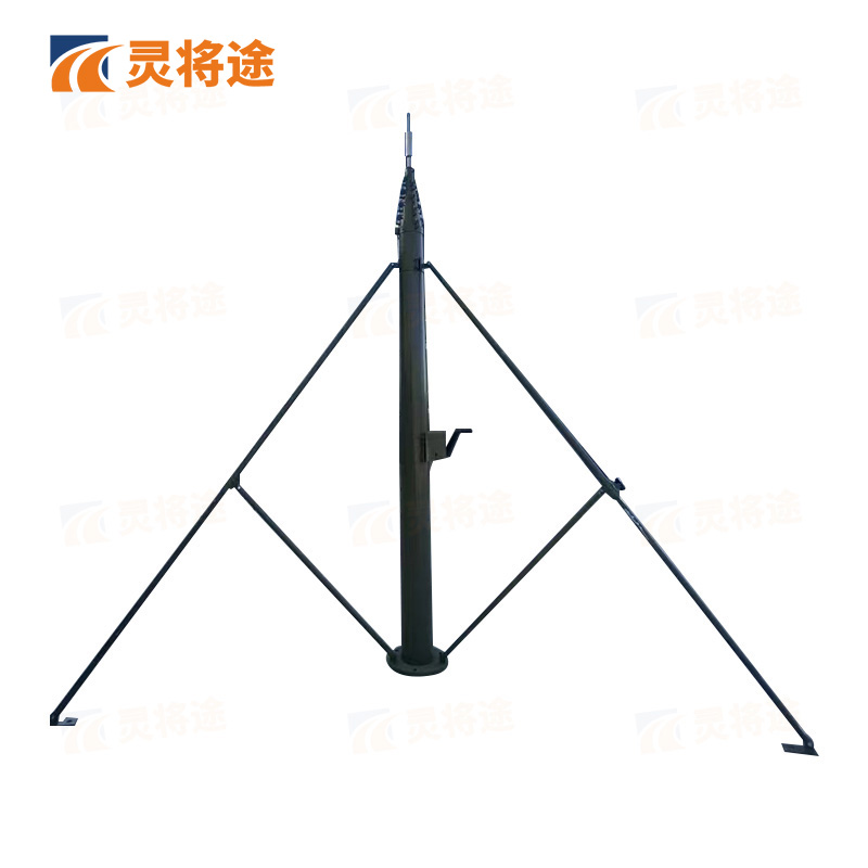 灵将途 可车载移动快装式 18米手动升降杆避雷针含三脚支架LJT-A356-SD18A高清大图