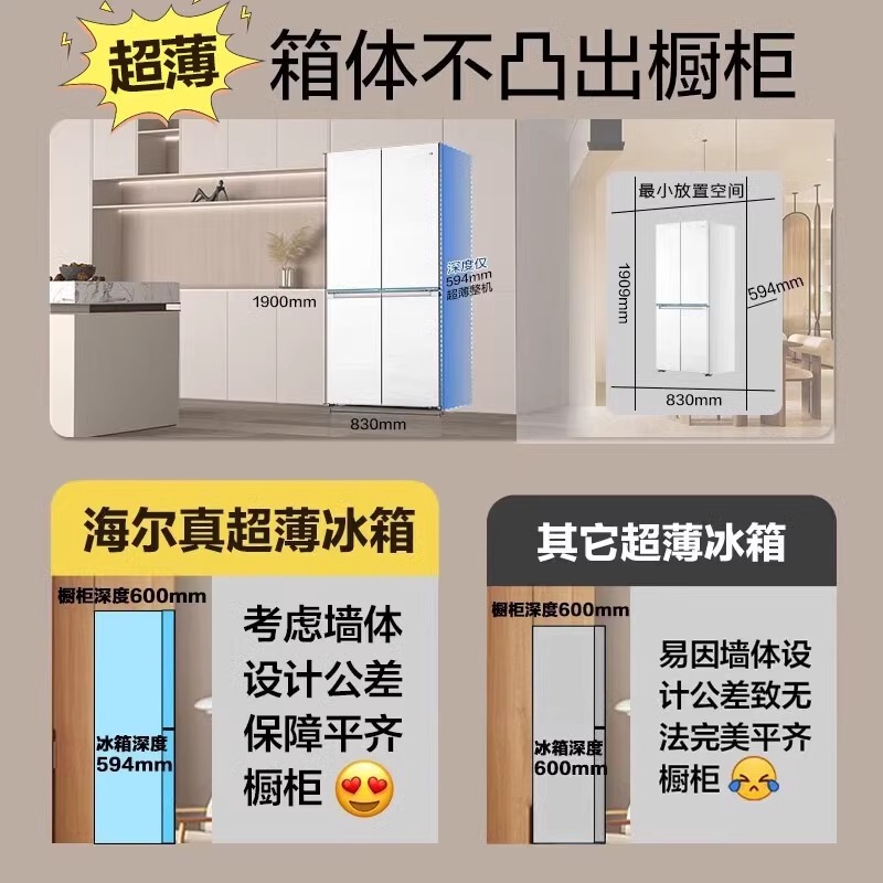 国补链接海尔(Haier)冰箱BCD-475WGHTD1BGZU1超薄零嵌全空间保鲜山茶花系列高清大图