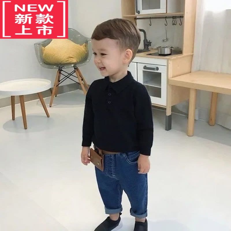 可莉允男童春秋毛衣2022新款儿童舒适宽松polo小翻领针织衫男宝宝打底衫图片