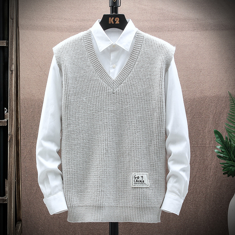 蒙洛里克男士秋冬季无袖毛衣背心青年马夹外穿内搭潮流坎肩马甲针织衫