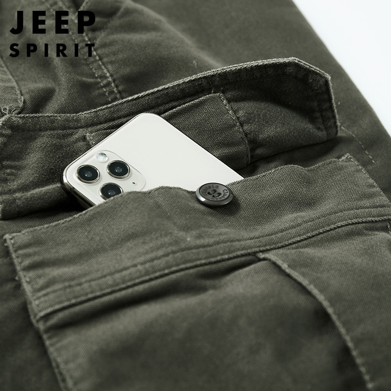 JEEP SPIRIT休闲裤男2021秋季新款宽松直筒休闲裤纯色大码男裤