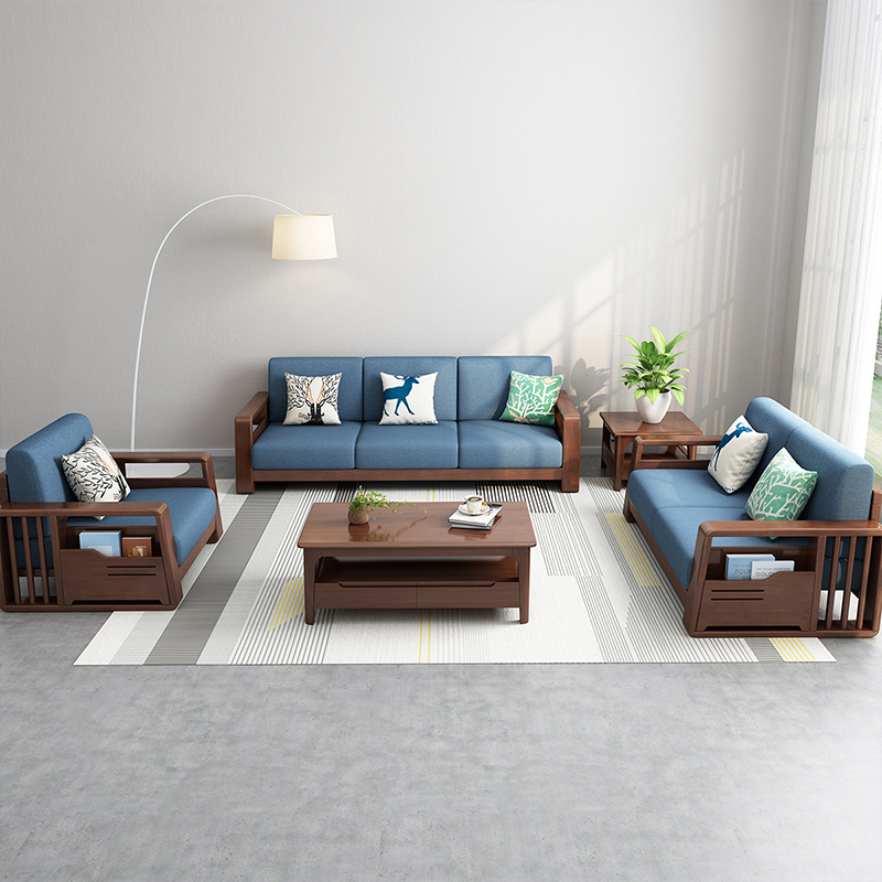 迈菲诗网红北欧实木沙发组合新中式现代简约木质小户型布艺沙发客厅