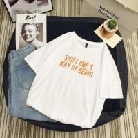 衣服女2021新款春夏装t恤女学生chic宽松超火上衣短袖女ins潮半袖 501字母白 M