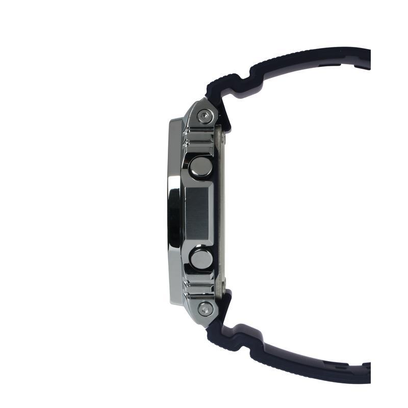 卡西欧(CASIO)GSHOCK男款银色金属表圈黑色表带石英防水耐用运动手表