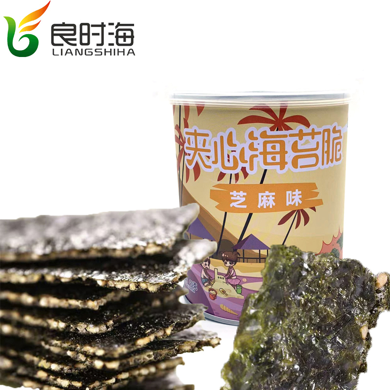 良时海 芝麻夹心海苔脆片40gx6罐 儿童零食即食休闲食品海苔类