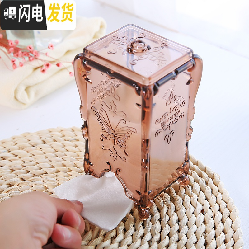 三维工匠抽取式透明塑料化妆棉盒卧室梳妆台多功能卸妆棉化妆棉收纳盒高清大图