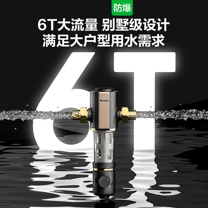 格力(GREE) 前置过滤器家用40微米自来水反冲洗6T/h大通量全屋中央净水器反冲洗记忆 WTE-QZBW04高清大图