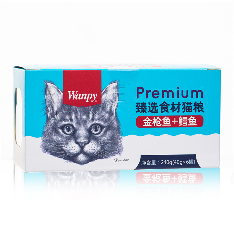 Wanpy顽皮猫咪餐盒猫用金枪鱼鳕鱼餐盒40g*6入猫零食湿粮猫粮伴侣猫餐盒