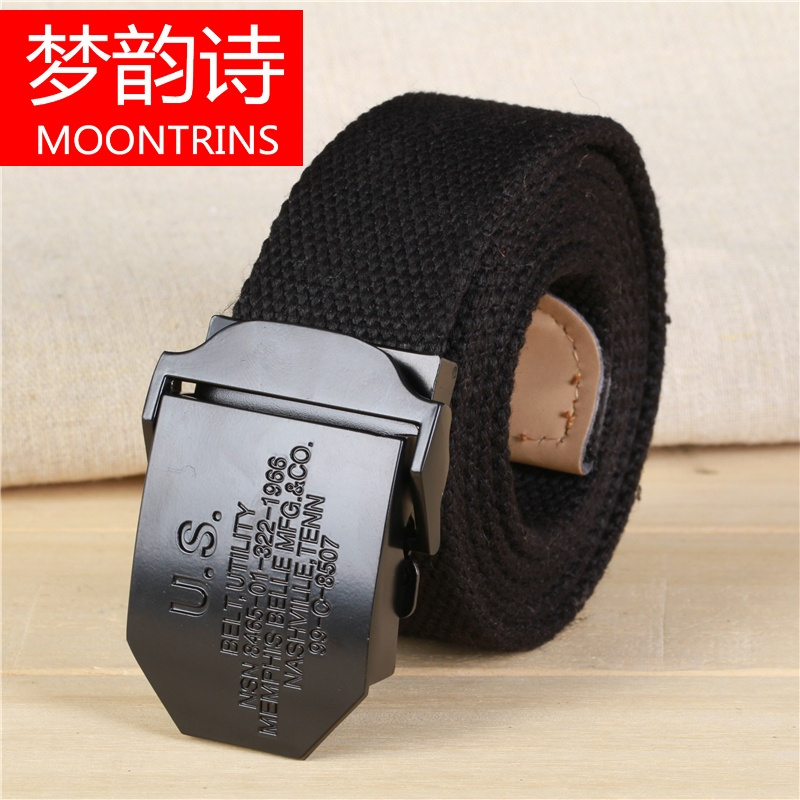 MOONRINS梦韵诗青年加厚加长自动扣海豹突击队帆布腰带 男士休闲皮带 军腰带裤带