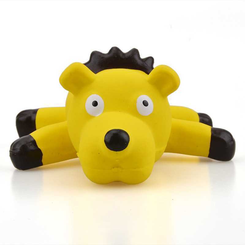 黄色宠物乳胶发声玩具q版卡通狮子狗狗玩具耐咬磨牙乳胶狮子狗玩具