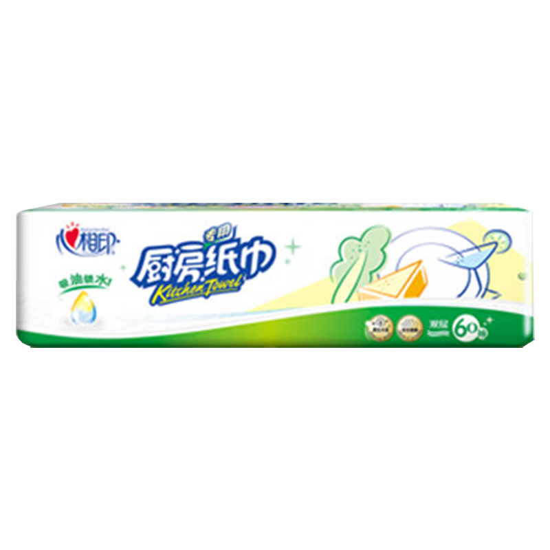 心相印厨房抽纸吸油锁水干湿两用抽取式擦油纸2层60抽*2包KDT360