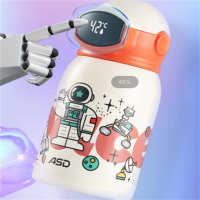 爱仕达(ASD)儿童保温杯太空智能显温儿童保温壶500ml食品级316L不锈钢保温杯RWS50B9Q-P 白色