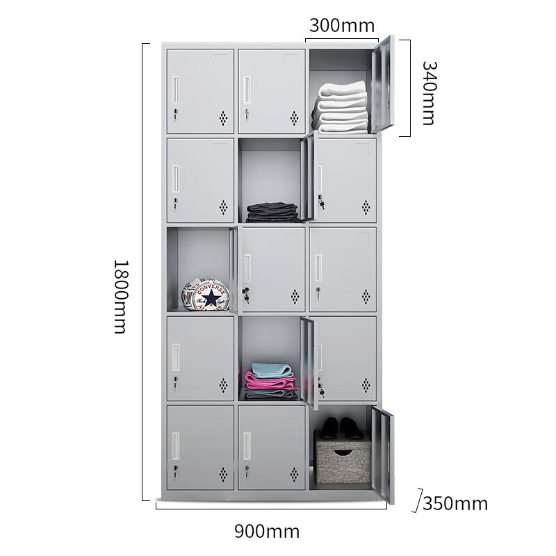 戴劲201不锈钢更衣柜员工宿舍储物柜多门鞋柜换衣柜碗柜十五门高清大图