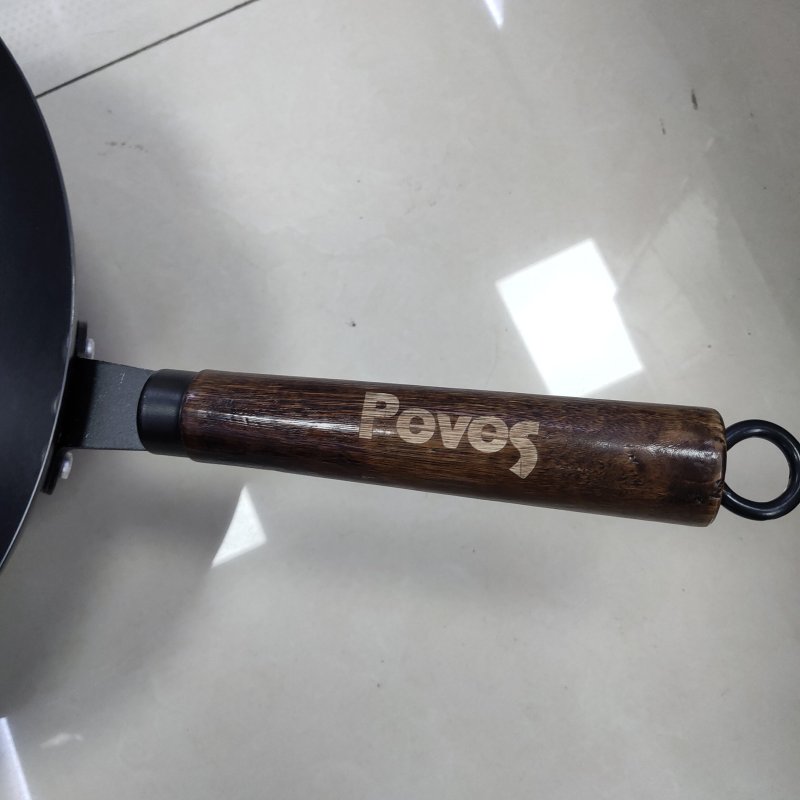 Peves 炒锅 手打铁锅圆底木柄 奔腾炒锅