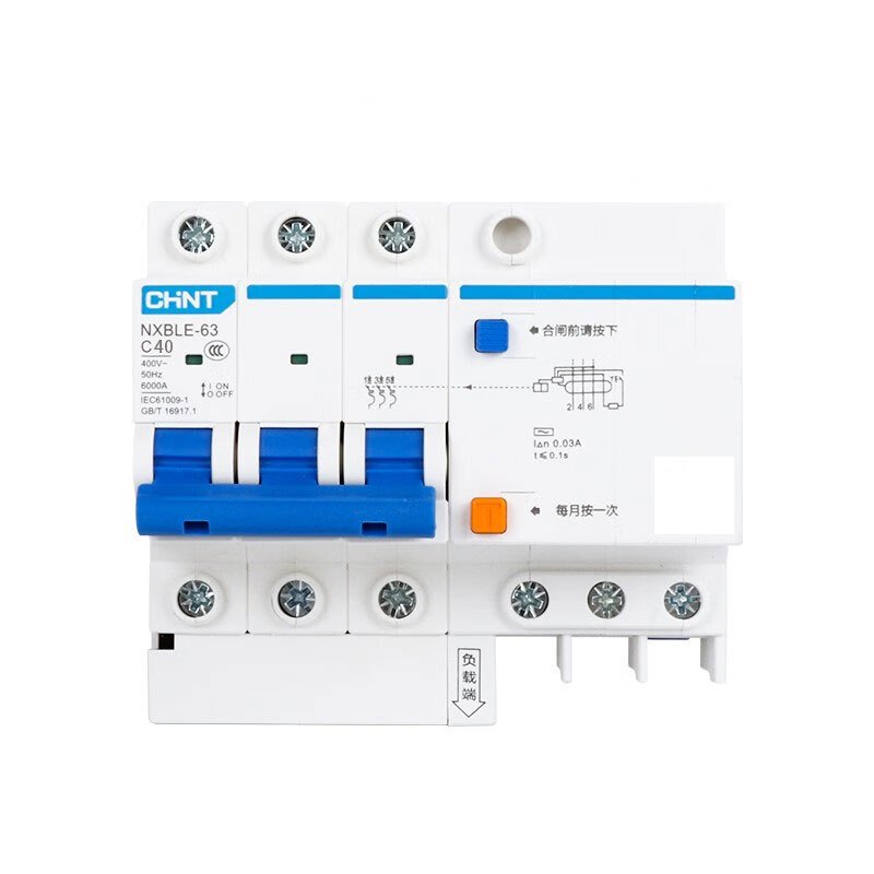 正泰 漏电开关 NXBLE-63 3P C40 30mA 6kA