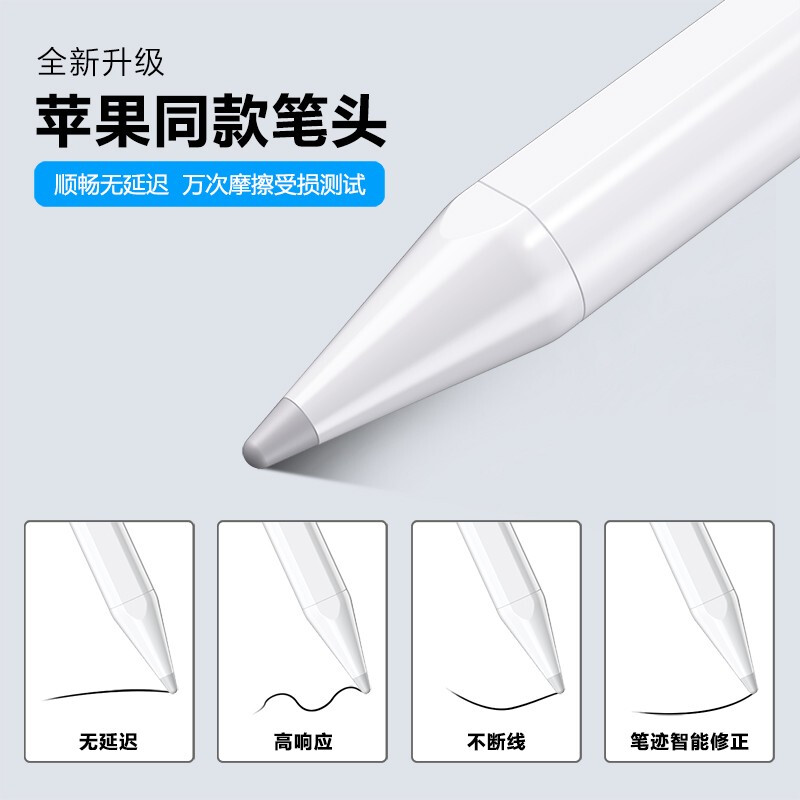 ESCASE ipad电容笔苹果pencil一二代2019手写笔mini5触控屏pro2绘画air3平板笔d防误触二代专业版 白色 TP-03高清大图