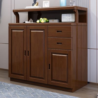 青木川 实木鞋柜客厅家用入户进门口收纳储物柜立柜置物架矮柜加高款防尘大容量多层矮柜 胡桃色 120*38*120cm