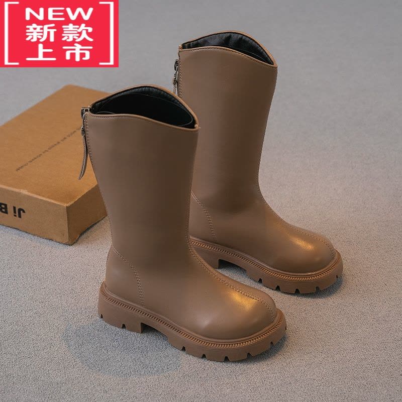 可莉允女童靴子2022冬季新款儿童鞋子加绒二棉皮靴洋气高筒靴长靴棉靴潮图片