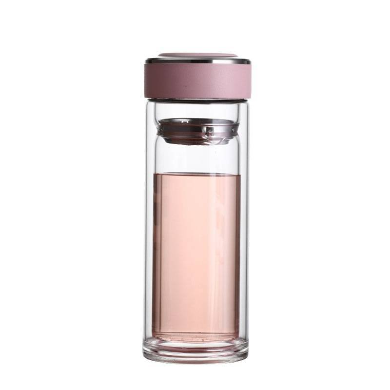 厨小姐糖果色双层玻璃水杯300ML/CXJ-SY106个