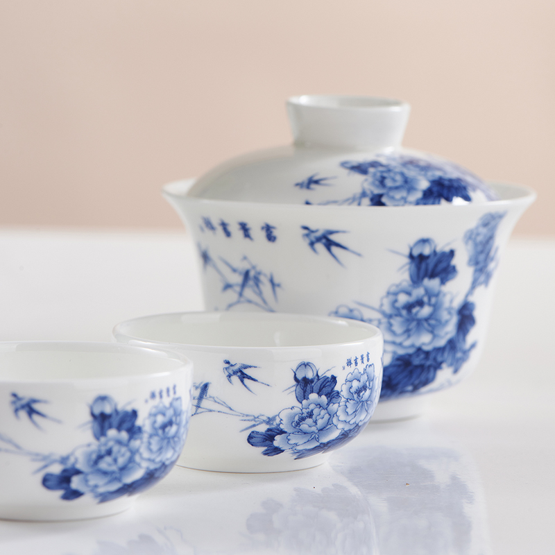 北国风光 骨瓷旅行茶具 富贵吉祥TS-0118 套高清大图