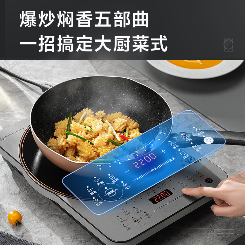 美的(Midea) 美的电磁炉家用2200W大功率大火包锅火锅炉加大面板电磁灶智能定时CLC2215
