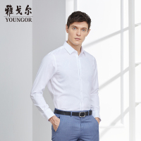 Youngor/雅戈尔男士春季新品白色白扣舒适亲肤免烫衬衫
