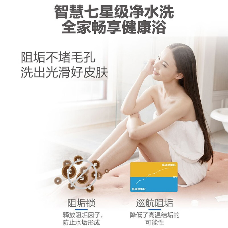 Haier/海尔电热水器100升3300W变频速热 七星级净水洗APP智控4.5倍大水量水质健康可视健康抑菌 GA3