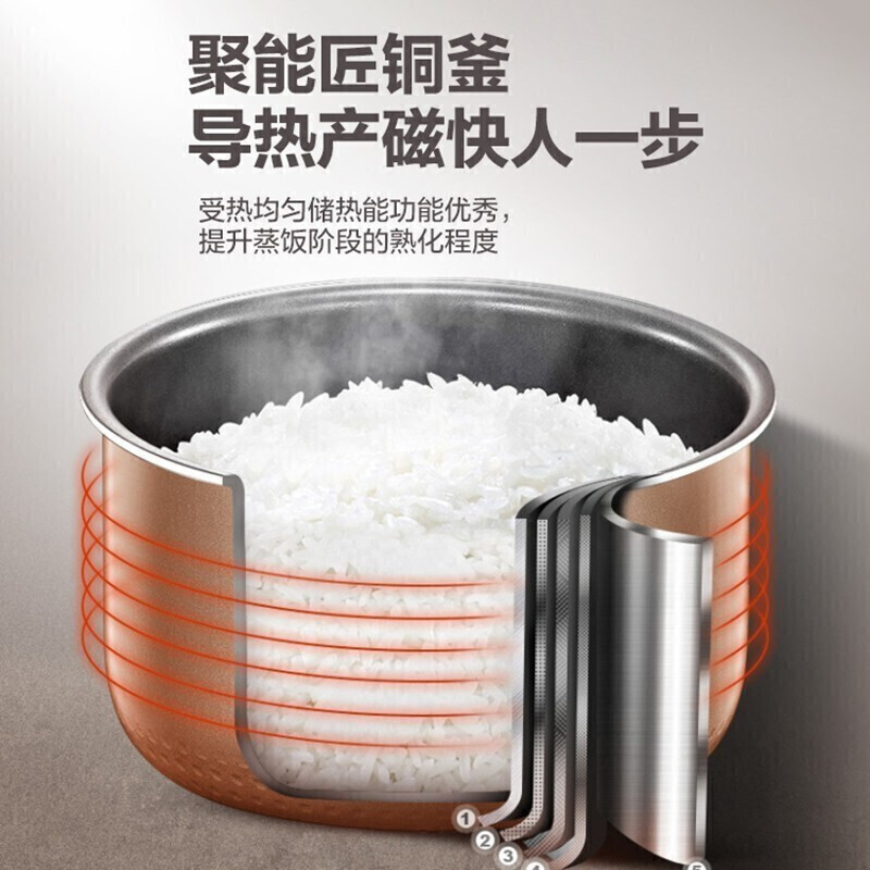 美的(Midea)电饭煲智能电饭锅家用4L升多功能米汤分离电饭煲大容量24H智能预约蒸煮米饭锅 [MB-40LR80]