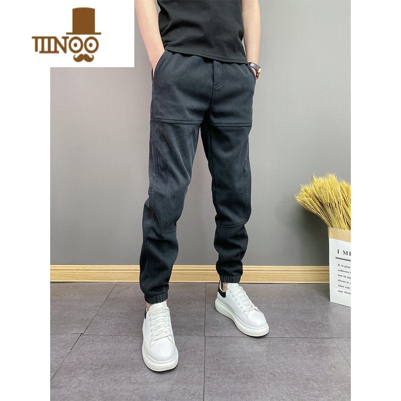 YANXU新款潮牌男士百搭水洗百搭宽松束脚裤韩版宽松痞帅牛仔长裤高清大图