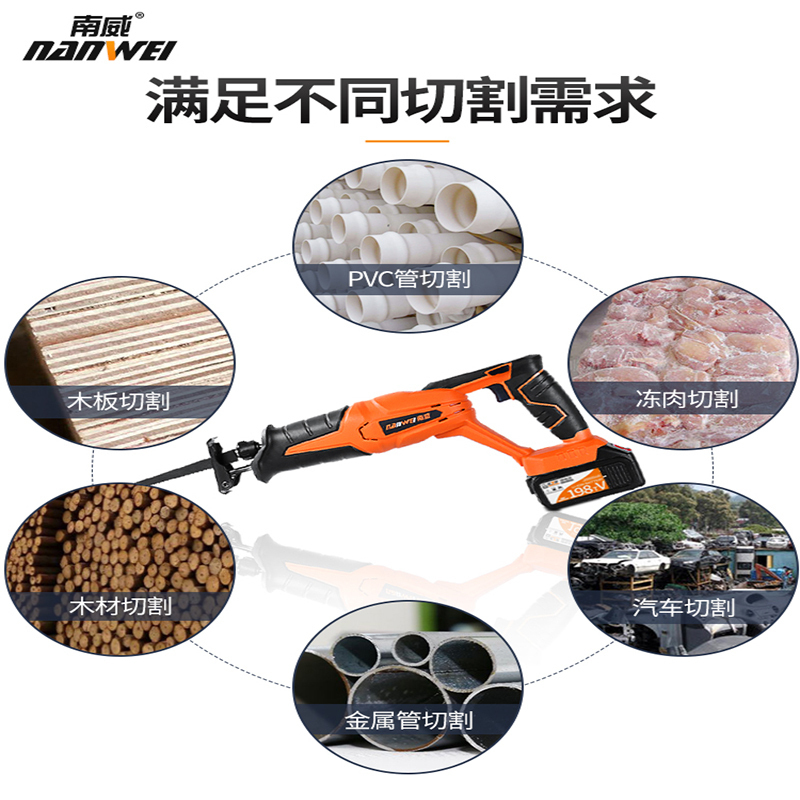 南威锂电往复锯马刀锯充电式电动手锯曲线电锯切割户外小型伐木锯 48VF锂电往复锯两电一充塑箱