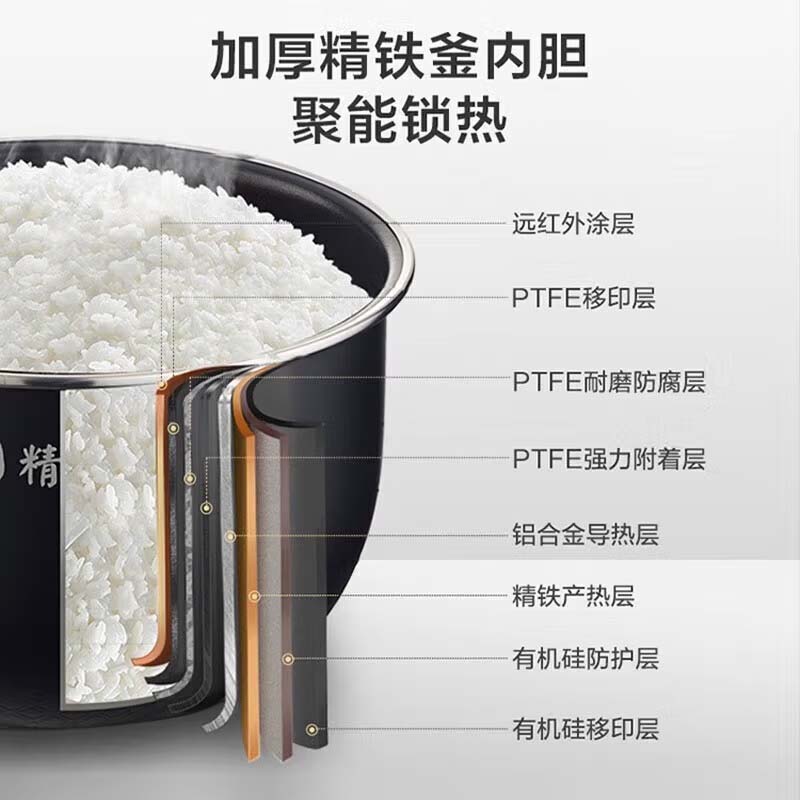 美的(Midea)电饭煲家用4升精铁釜大容量米饭锅智能预约3-4人IH多功能蒸米饭电饭锅 MB-AFB40C8 台高清大图