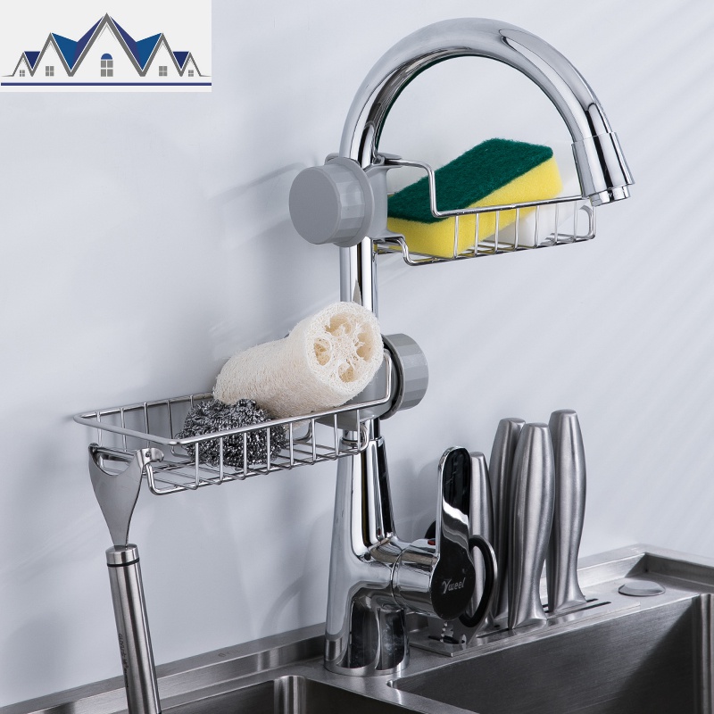 厨房收纳神器不锈钢水龙头置物架挂篮海绵沥水架水收纳架抹布架_26_692高清大图